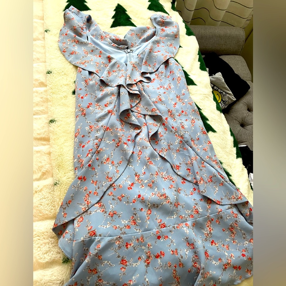 FLORAL RUFFLE PRINT DRESS - Picture 2 of 8